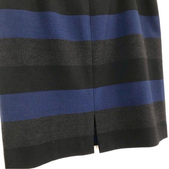 Tahari Blue Gray Black Horizontal Stripe Career Pencil Skirt - Picture 8 of 13
